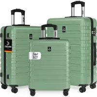 Deuba Set de 3x Valises Rigides M, L, XL - Serrure intégrée – Vert Pastel