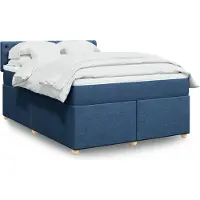 vidaXL Lit boxspring avec matelas bleu 160x200 cm Tissu