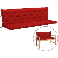 vidaXL Coussins de banc de jardin 2 pcs. Rouge 200x50x7 cm Tissu Oxford
