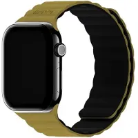 Holdit Bracelet en silicone magnétique pour Apple Watch | 44/45/46/49 mm - Vert olive/Noir