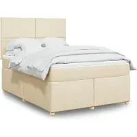 vidaXL Lit boxspring avec matelas Crème 160x200 cm Tissu