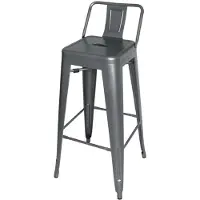 Bolero Tabourets de bistro en acier avec dossier, gris anthracite (4 pièces)