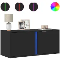 vidaXL Armoire TV murale avec éclairage LED noir 80x31x35 cm
