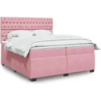 vidaXL Lit boxspring avec matelas rose 200x200 cm velours