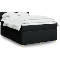 vidaXL Lit boxspring avec matelas noir 140x200 cm Tissu