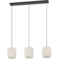 Eglo Suspension Belgrave, suspension au-dessus de la table à manger, lampe de salle à manger à 3 ampoules de style japonais, métal et papier blanc, , E27, 88 cm