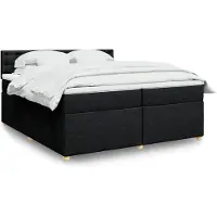 vidaXL Lit boxspring avec matelas noir 200x200 cm tissu