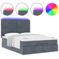 vidaXL Ottoman-lit avec matelas & LEDs gris foncé 140x200 cm velours