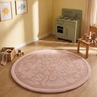 Little Olly Tapis de jeu rond lavable - Flo Rose | Ø 200cm | Rond | Tissage plat