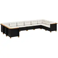 vidaXL Ensemble de 10 canapés de jardin avec coussins noir poly rotin
