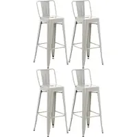 CLP Ensemble de 4 tabourets de bar , style industriel "Mason", avec dossier, couleur argent
