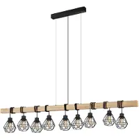 Eglo Lampe suspendue à 9 lampes Townshend 5 Salle à manger - noire avec du bois