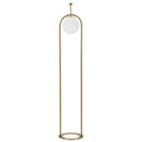 Mauro Ferretti Lampadaire Glamy Arc 168 Cm - Lampe Sur Pied En Métal Doré Et Sphère En Verre Blanc - Design Minimaliste - E27 40 W