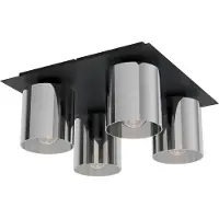 Eglo Gorosiba, 4 ampoule(s), E27, IP20, noir, transparent