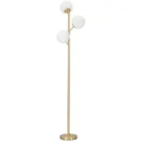 Mauro Ferretti Lampadaire Glamy À 3 Lumières - Lampe Sur Pied E14 En Métal Doré Avec 3 Sphères En Verre Blanc Ø 36 X 190 Cm - Design Glamour