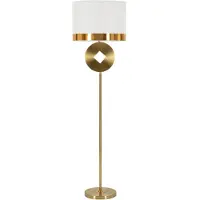 Mauro Ferretti Lampadaire Coin 151 Cm - Lampadaire Glamour En Métal Doré Avec Décoration Géométrique Et Abat-Jour En Tissu - E27 40 W