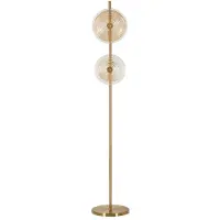 Mauro Ferretti Lampadaire Venice Glam 30 X 30 X 170 Cm - Lampadaire 2 Lumières En Métal Doré Avec Abat-Jour En Verre Dépoli - Douille E14 40 W - Design Élégant