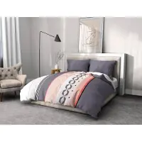 HOME LINGE PASSION Parure de lit en microfibre - 1 housse de couette 220 x 240 cm + 2 taies d'oreiller 63 x 63 cm - Bleu
