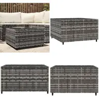 vidaXL Table basse d'extérieur carrée, grise, 50x50x30 cm, en polyrotin - Table basse d'extérieur - Tables basses d'extérieur - Mobilier de jardin - Mobilier de terrasse