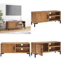 vidaXL Meuble TV marron 90x30x40 cm, en bois massif de pin - Meuble TV - Meubles TV - Supports TV