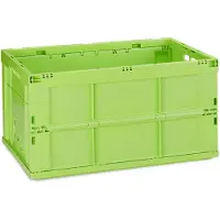 Relaxdays 2 caisses de transport professionnelles, caisses pliantes robustes, usage professionnel, plastique haut de gamme, qualité supérieure, 60 litres, vert