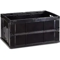 Relaxdays 5 caisses de transport professionnelles, caisses pliantes robustes, usage professionnel, plastique haut de gamme, qualité supérieure, 60 litres, noir