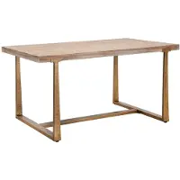 Mauro Ferretti Table Ankara Moderne 150 X 90 X 78 Cm En Mdf Et Métal Marron Et Doré - Design Rectangulaire Aux Lignes Épurées - Structure Robuste À Monter Soi-Même