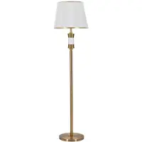 Mauro Ferretti Lampadaire Whity - Lampe Sur Pied E27 En Métal Doré Avec Base Ronde Et Abat-Jour En Tissu Blanc Ø 41 X 160 Cm