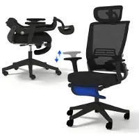 FlexiSpot Foldex Chaise de bureau ergonomique pliable pour petits espaces Soutien lombaire Accoudoirs réglables en hauteur avec repose-pieds Noir