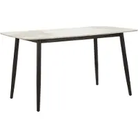 Mauro Ferretti Table De Salle À Manger Moderne Josh 138 X 78 X 76 Cm - Plateau Effet Marbre Et Pieds En Métal Noir - Table D'Intérieur Pour Salon