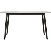 Mauro Ferretti Table De Salle À Manger Moderne Josh 138 X 78 X 76 Cm - Plateau Effet Marbre Et Pieds En Métal Noir - Table D'Intérieur Pour Salon