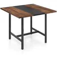 Coast Table de réunion , marron rustique/noir – Table de conférence carrée avec structure métallique – 100 x 100 x 75 cm