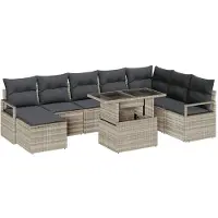 vidaXL Ensemble de canapé de jardin avec coussins 9 pcs gris clair