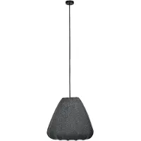 Eglo Lampe à suspendre Barlaston, lampe suspendue au-dessus de la table à manger, lampe de salle à manger en textile gris et métal noir, lampe à suspendre avec douille E27, Ø 35 cm