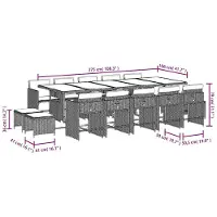vidaXL Ensemble de jardin 15 pièces avec coussins Noir Poly Rattan
