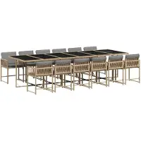 vidaXL Ensemble de jardin 13 pièces avec coussins Mélange beige Poly rotin