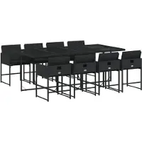vidaXL Salon de jardin 9 pièces avec coussins noir poly rotin