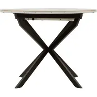 Mauro Ferretti Table De Salle À Manger Ronde Extensible Martin Modern Ø 100-140 X 78 Cm - Plateau Effet Marbre Et Structure En Métal