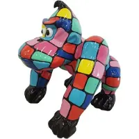 Casa Padrino Figurine décorative Gorille Singe Multicolore H. 70 cm - Sculpture décorative résistante aux intempéries - Salon Jardin Terrasse Décoration