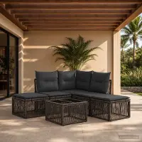 Prolenta Maison Exclusive - Ensemble de canapés de jardin, 6 pièces, gris, en résine tressée