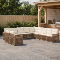 Prolenta Maison Exclusive - Ensemble de canapés de jardin, 11 pièces, 11 places, beige et crème
