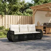 Prolenta Maison Exclusive - Ensemble de canapés de jardin, 3 pièces, comprenant 3 assises, en noir et crème