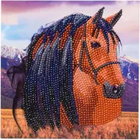 Crystal Art Kit de cartes Diamond Painting Cheval Cr ez votre propre kit de cartes 18 x 18 cm partir de 8 ans