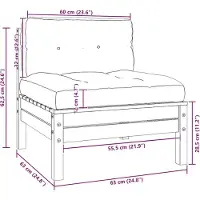 vidaXL Canapé de jardin 2 places avec coussins en pin massif crème