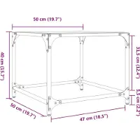 vidaXL Tables basses avec plateau en verre 2 pcs. noir 50x50x40 cm acier