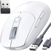 UGREEN Mu103 Souris d'ordinateur Bluetooth 5.0 / Récepteur Usb 2.4Ghz - Blanc