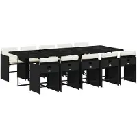 vidaXL Ensemble de jardin 11 pièces avec coussins Noir Poly Rattan