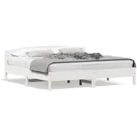 vidaXL Lit en bois massif sans matelas Blanc 200x200 cm pin