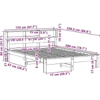 vidaXL Lit en bois massif, sans matelas, en pin brun ciré 160x200