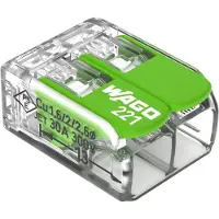 Wago Borne 221 Green 3x6mm2 Connecteur Compact à Levier 3 Fils -